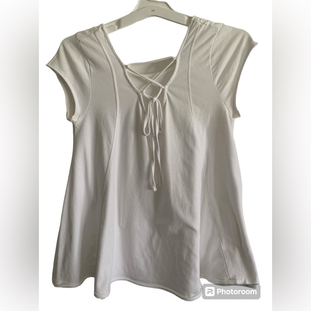 Mossimo White Tie Front Top Small Criss Cross Short Sleeve Shirt